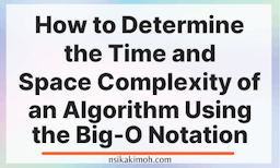 White background with the text How to Determine the Time and Space Complexity of an Algorithm Using the Big-O Notation